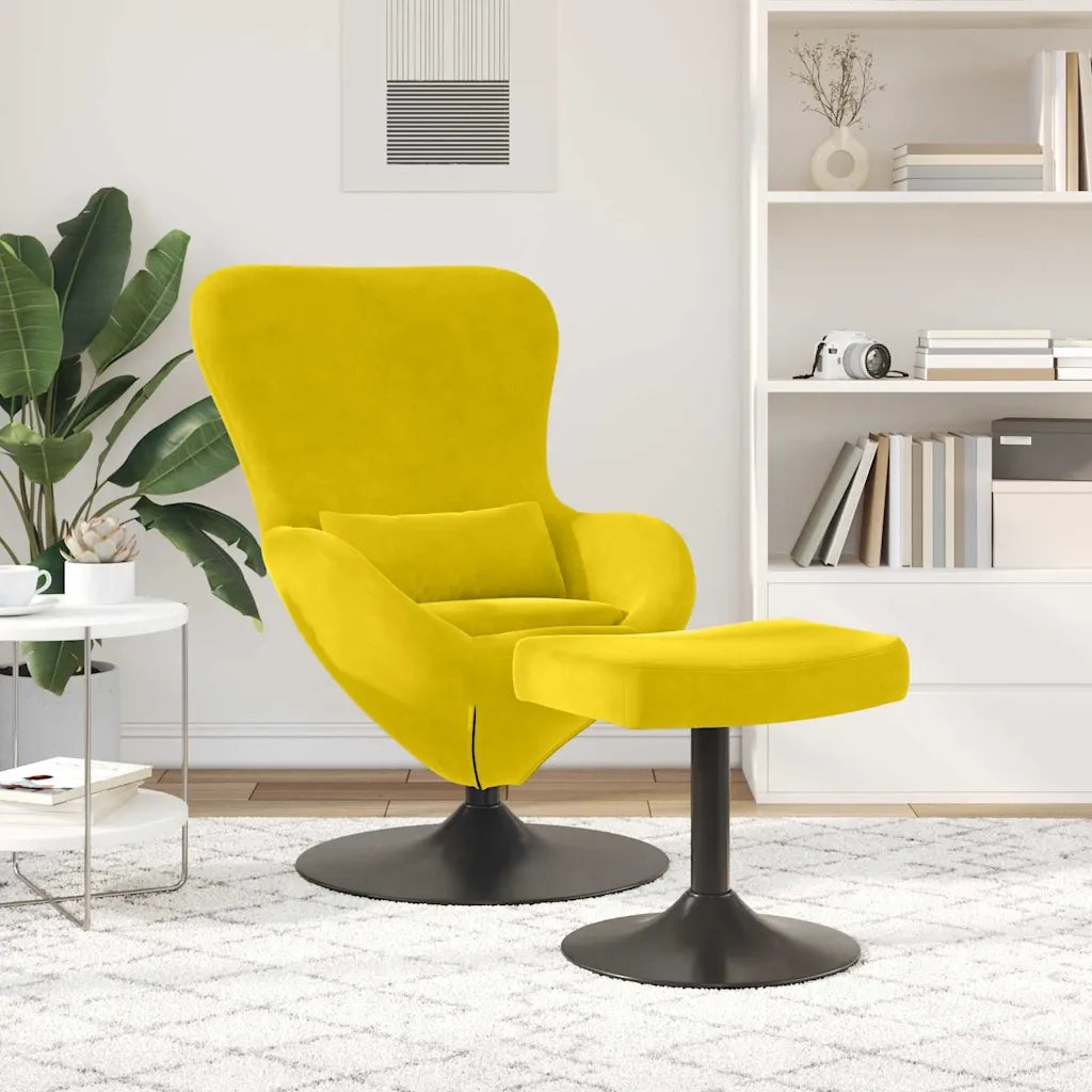 Sedia Egg con Pouf Giallo Velluto 42002751