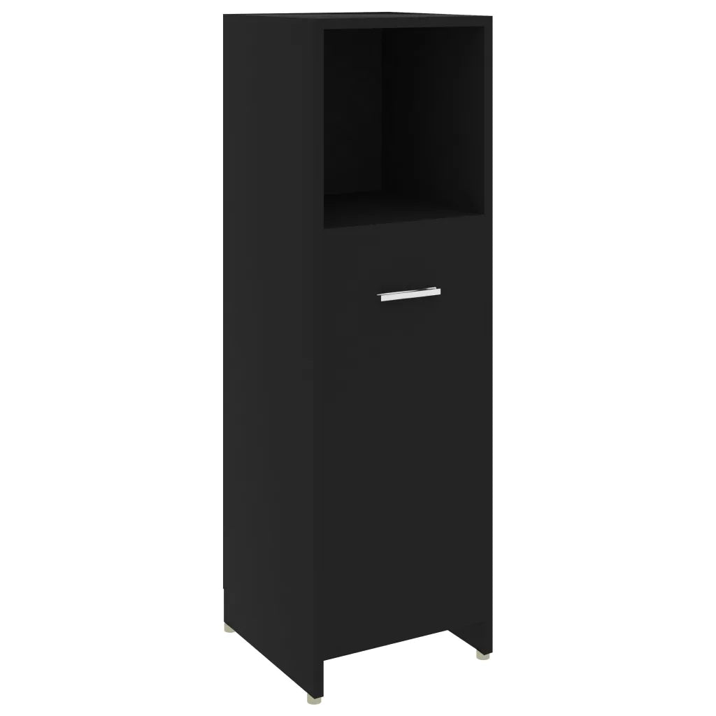 Mobile da Bagno Nero 30x30x95 cm in Legno Multistrato 802589