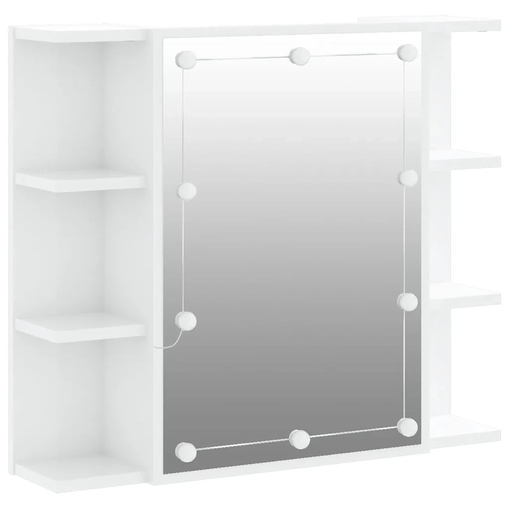 Mobile a Specchio | Armadio da bagno con LED Bianco Lucido 70x16,5x60 cm