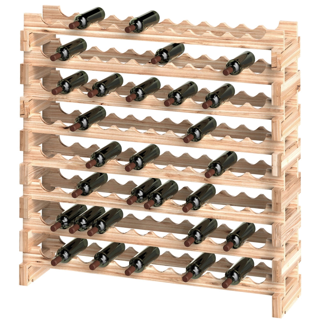 Portabottiglie in Legno 8 Livelli ¨C zephmum ¨C Naturale 114x28x113,5 cm