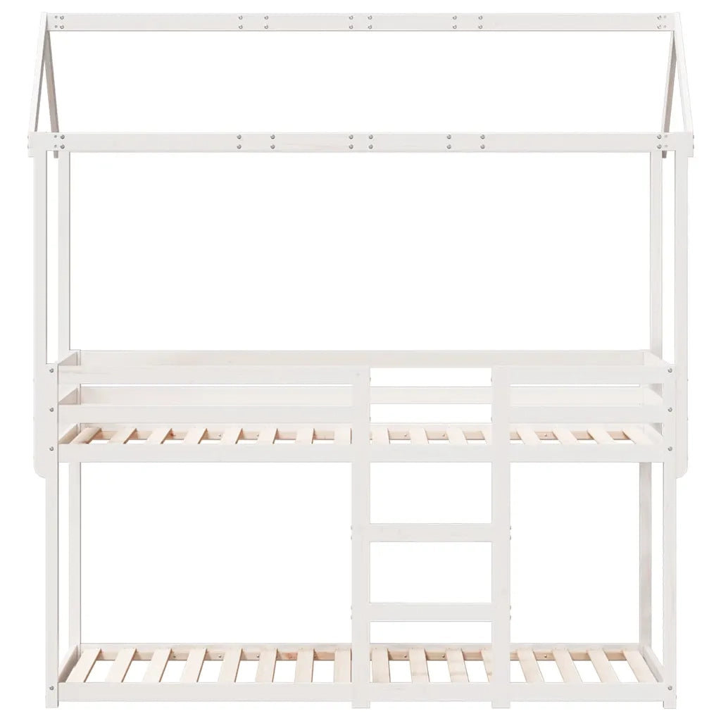 Letto a Castello con Tetto Bianco 90x200 cm in Legno di Pino 3282120