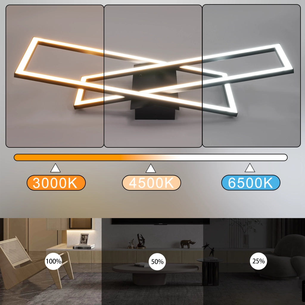 ZMH Lampada da soffitto LED 36W nera quadrata design moderno dimmerabile per cucina corridoio
