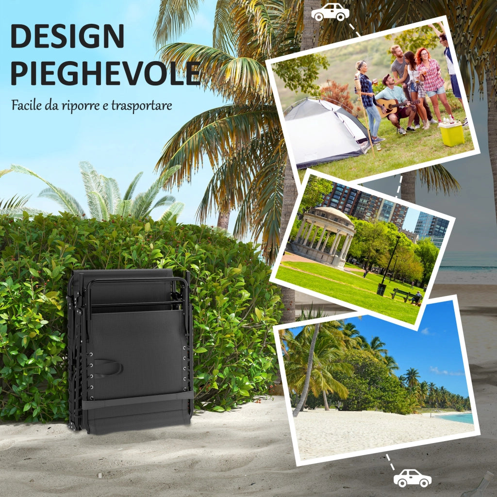 Lettino Pieghevole con Cuscino e Poggiatesta ¨C zephmum ¨C Nero 58x189x32.5 cm