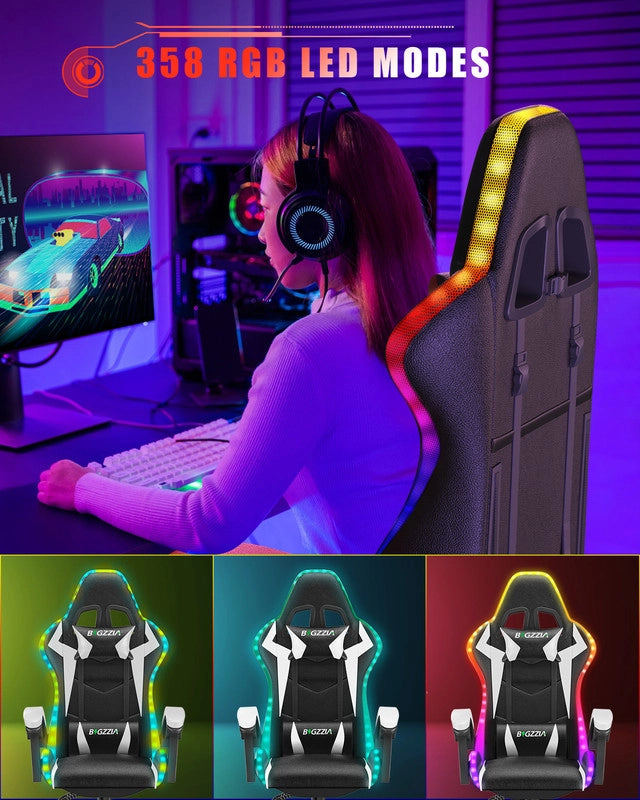 Sedia da gaming,  Sedia da gaming professionale con tecnologia LED RGB integrata, con poggiatesta, supporto lombare e braccioli