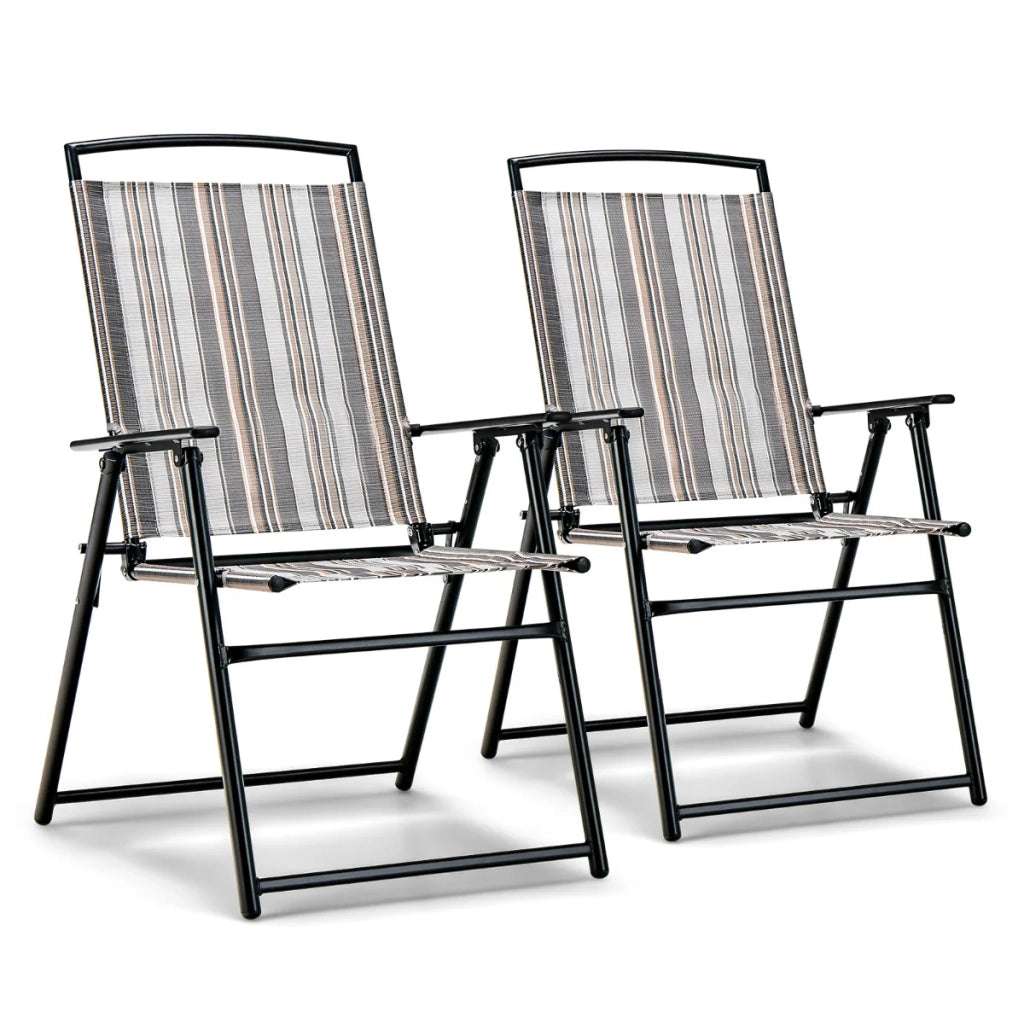 Set di 2 comode e leggere sedie da giardino pieghevoli 51 x 61,5 x 92 cm in metallo grigio 20_0012424