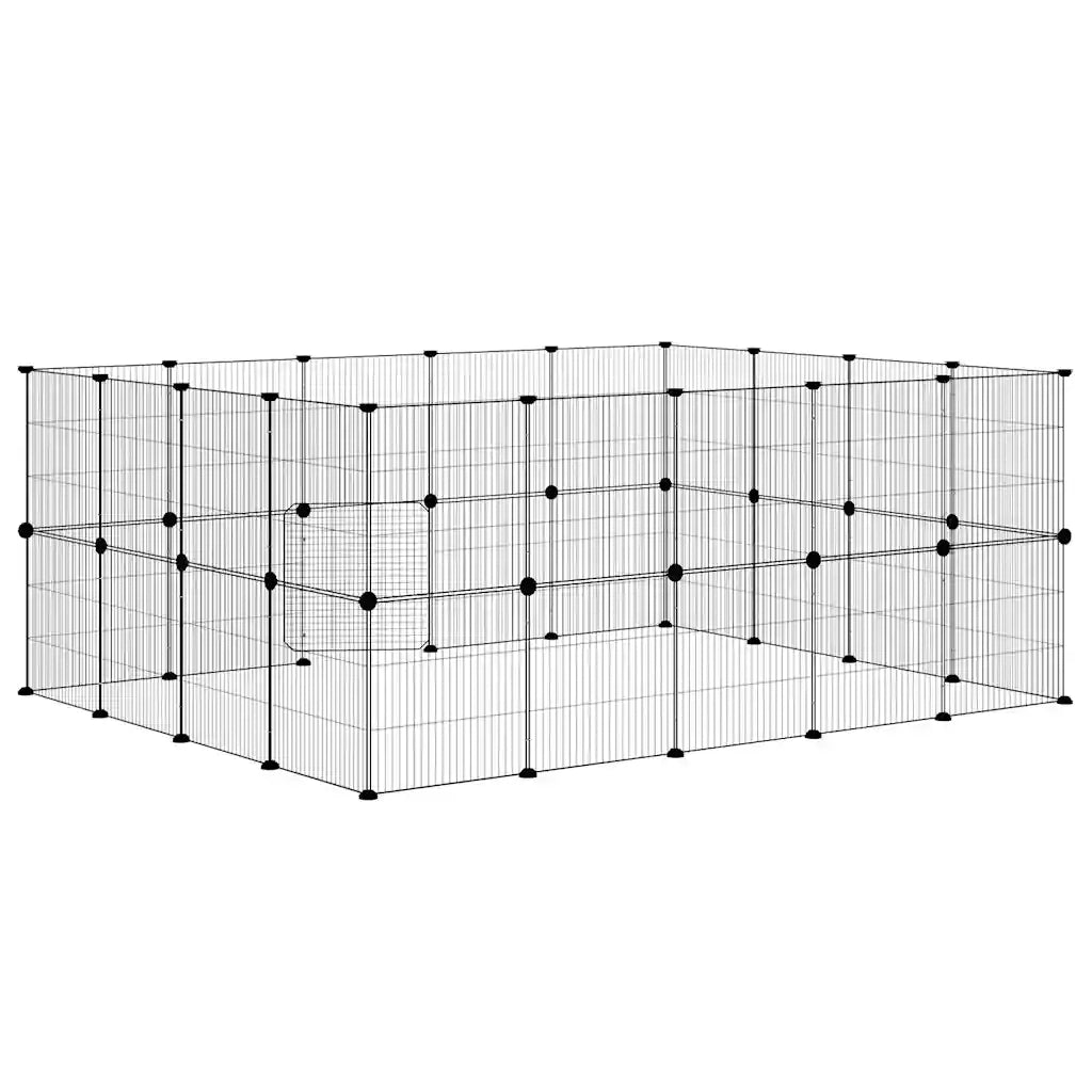 Gabbia per Animali 36 Pannelli con Porta Nera 35x35 cm Acciaio CFW5904175