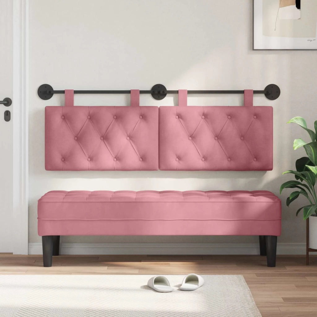 Testiera sospesa Con luce LED Rosa Velluto