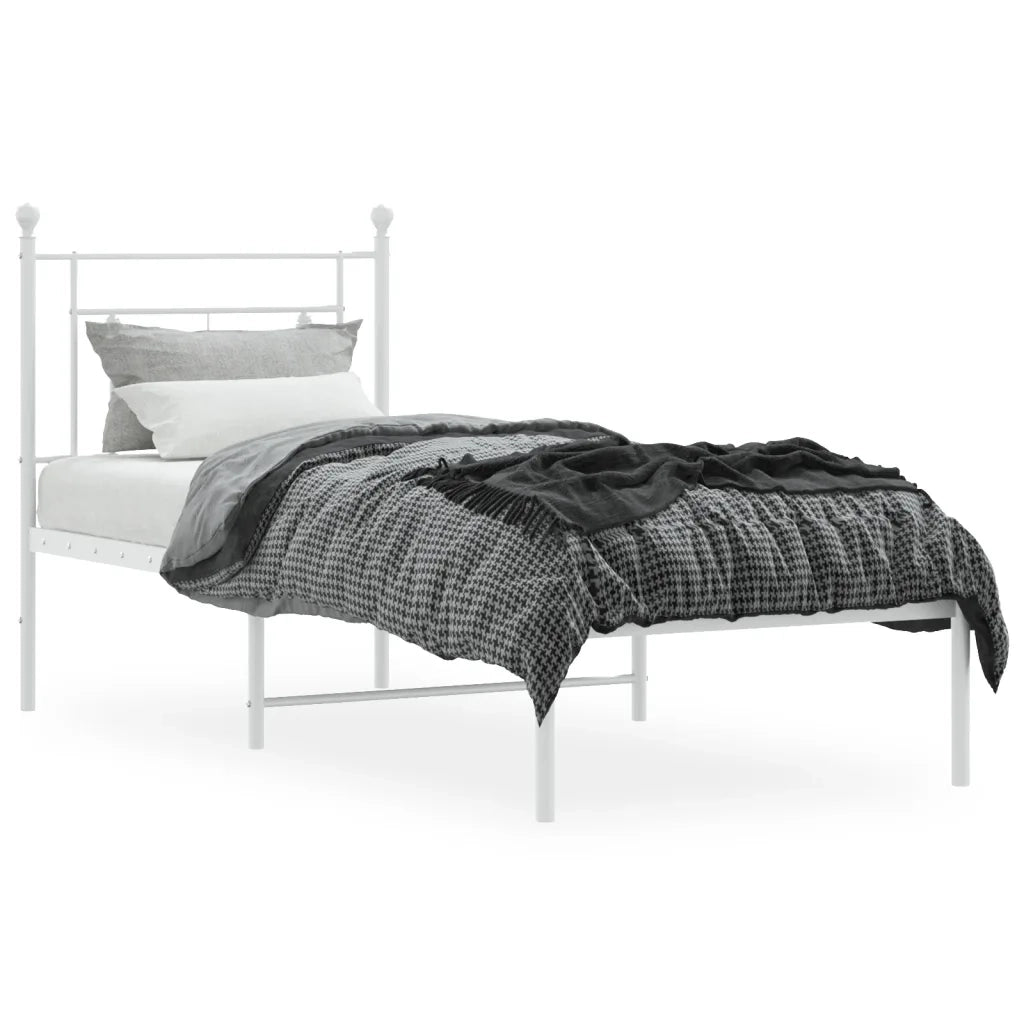 Giroletto con Testiera-Struttura Letto con testiera Metallo Bianco 80x200 cm 590085
