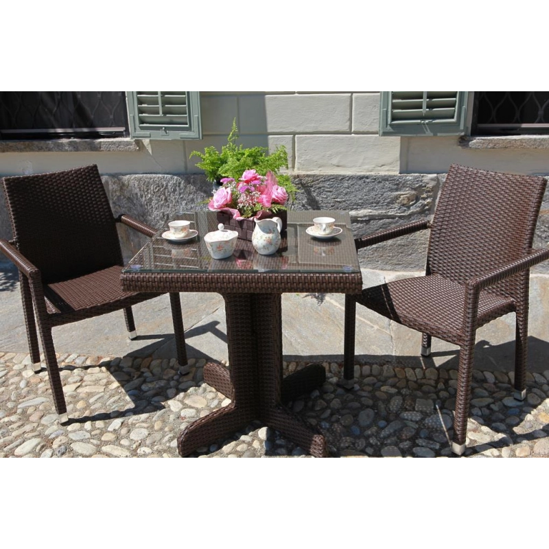 Poltrona adila polyrattan noce quadro cm 60x61h44/46/65/88