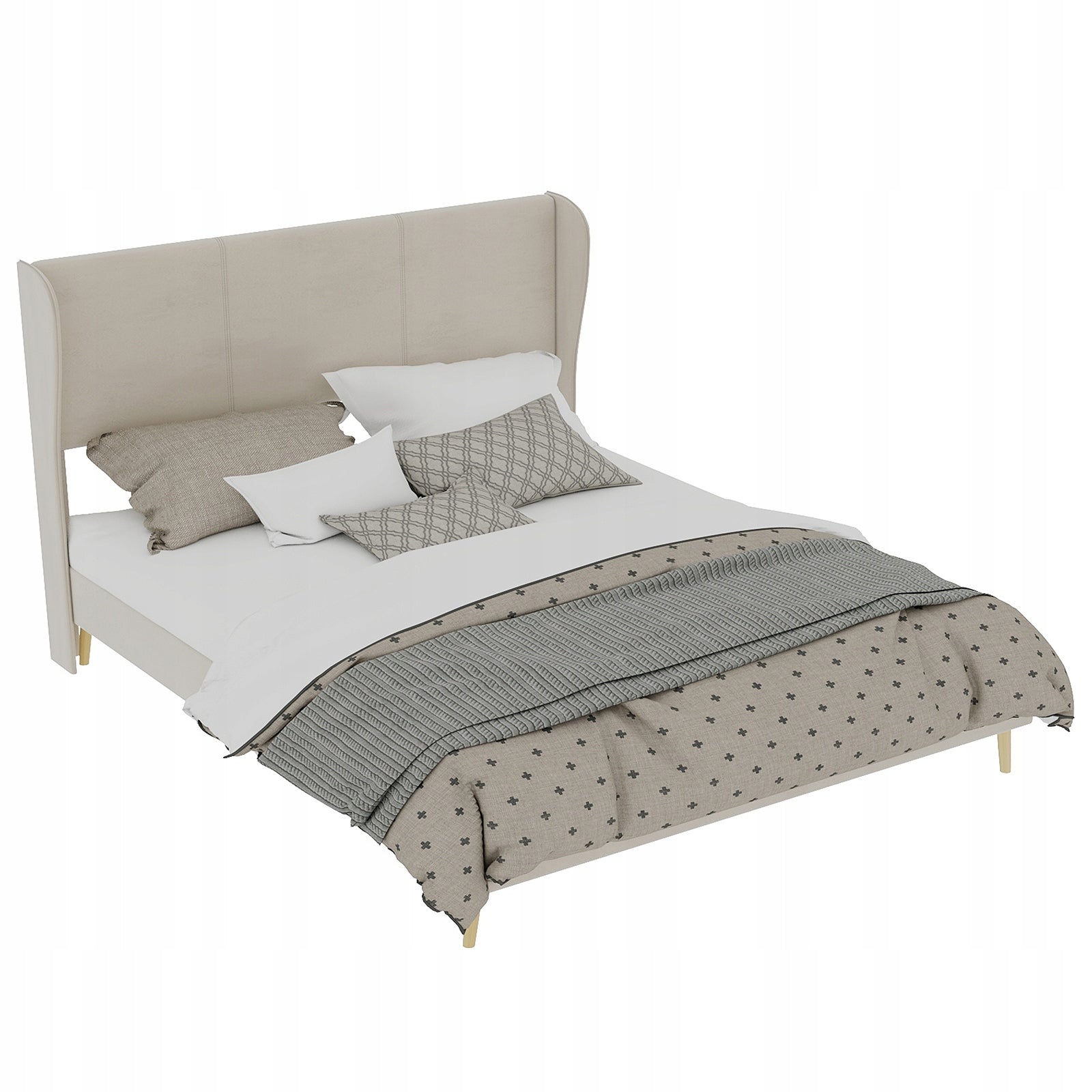 Letto imbottito 160x200 - Xylo - Beige minimalista