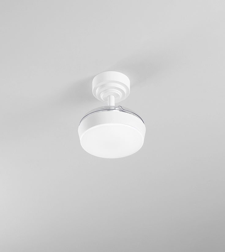 Ventilatore da Soffitto con Luce LED Integrata 24W, Pale a Scomparsa in Acrilico Trasparente, Motore DC, Bianco, D.56 cm - Perenz