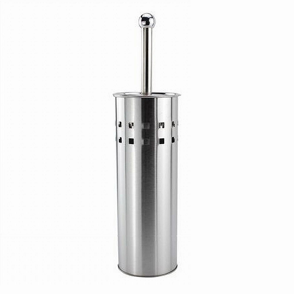 Trade Shop - Portascopino Bagno Contenitore Spazzolone Wc In Acciaio Satinato Decorato 69442 -