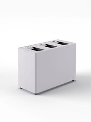 Pattumiera a 3 Scomparti Totale 72 L 71,5x33x49 cm con Contenitori Interni in Acciaio Verniciato Bianco