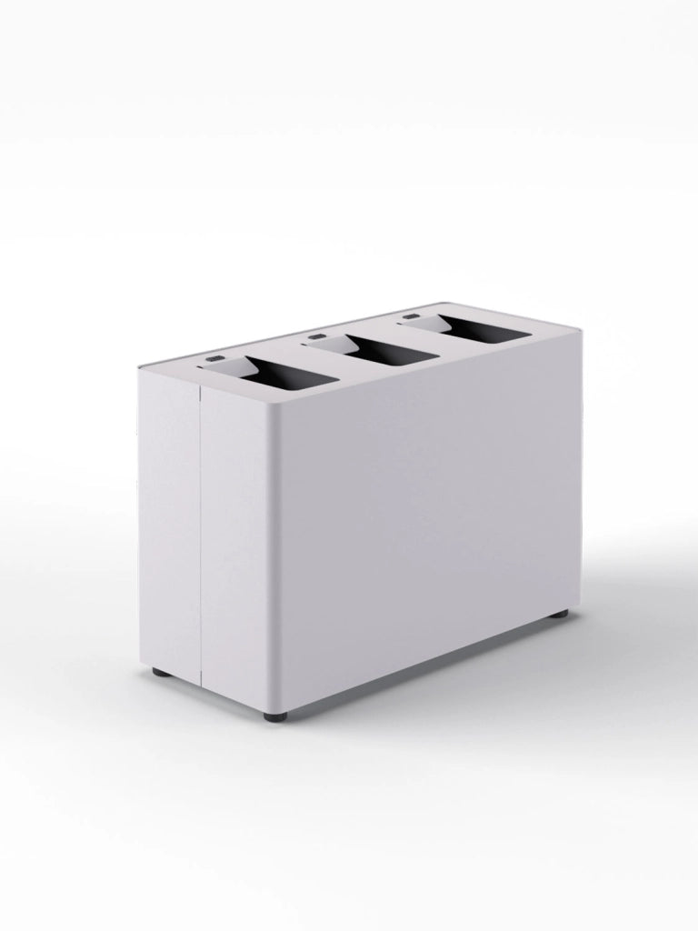 Pattumiera a 3 Scomparti Totale 72 L 71,5x33x49 cm con Contenitori Interni in Acciaio Verniciato Bianco