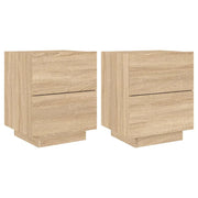 Set di 2 Comodini | Armadio da Notte | Mobiletto da notte con Luci LED Rovere Sonoma in Legno Multistrato