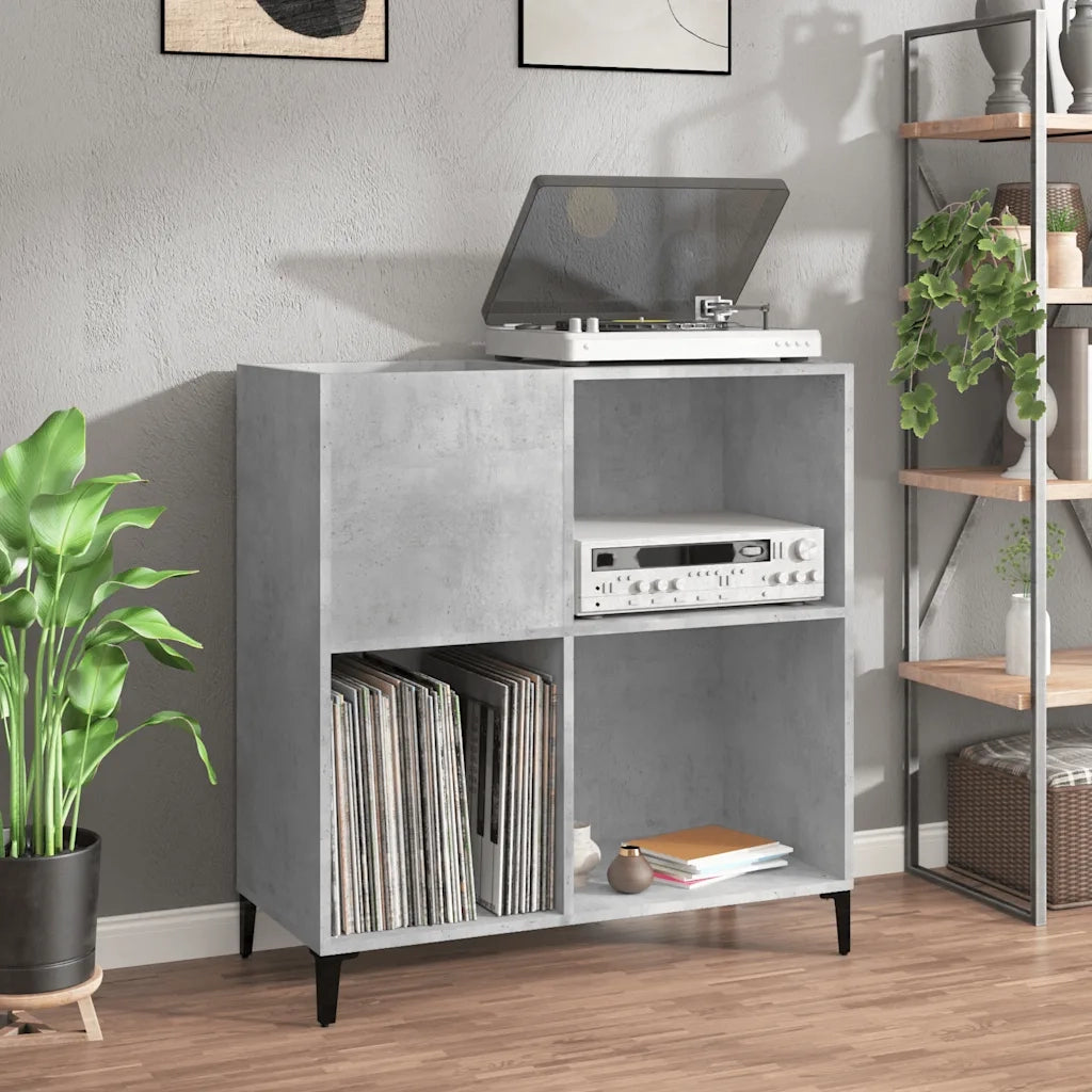 Mobile Porta Dischi Grigio Cemento 84,5x38x89 Legno Multistrato 832001