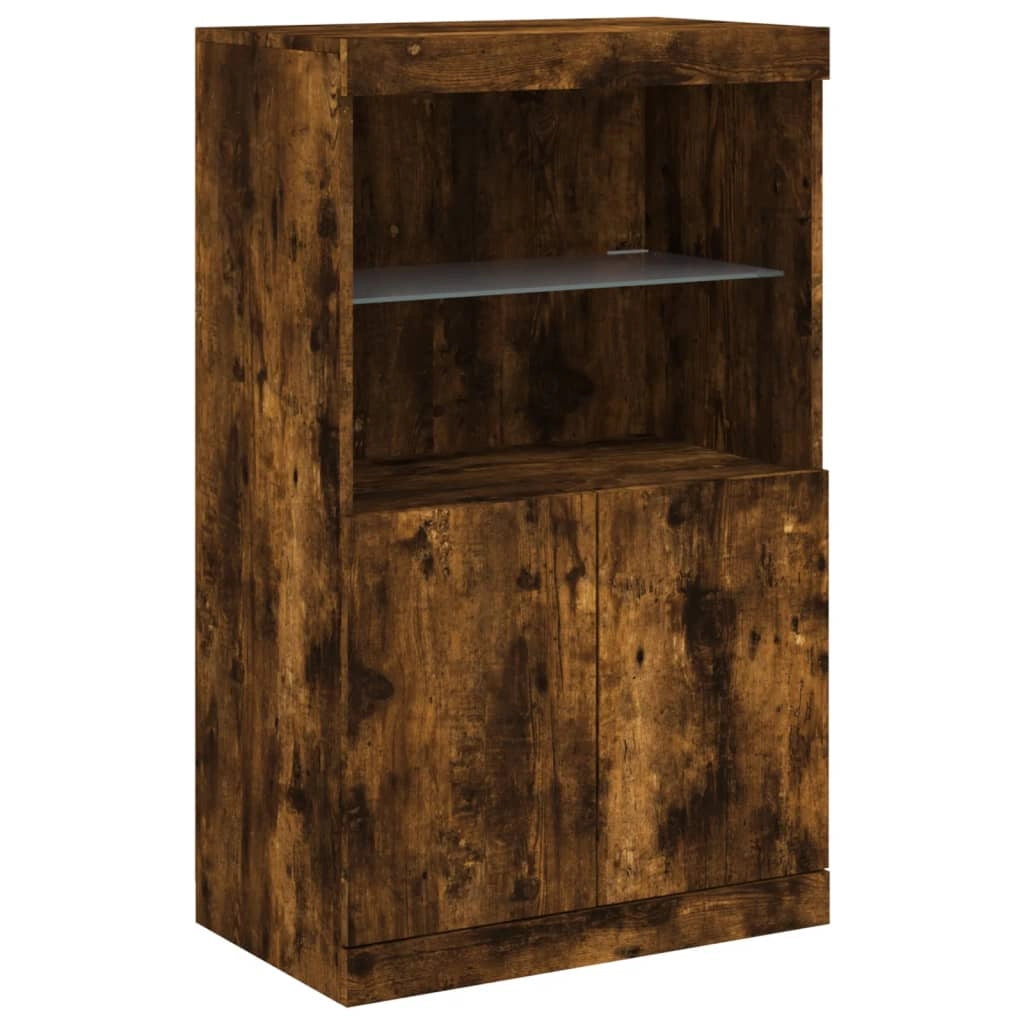 Buffet credenza cassettiera armadio mobile contenitore organizer per cucina soggiorno salotto con luci LED 3 pezzi legno ingegnerizzato marrone 02_0037210