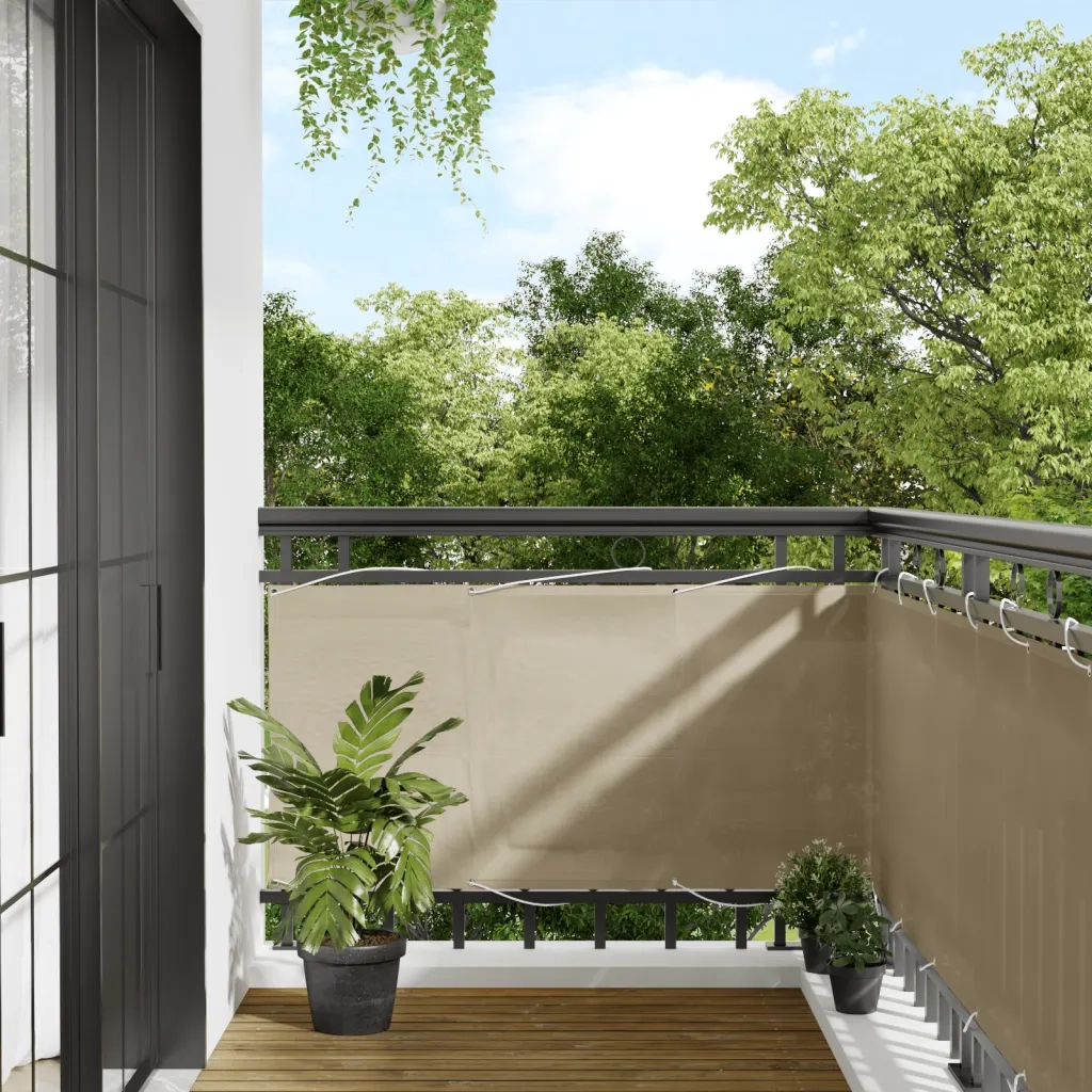 Paravento da Balcone Beige 75x1000 cm 100% Poliestere Oxford 4000174