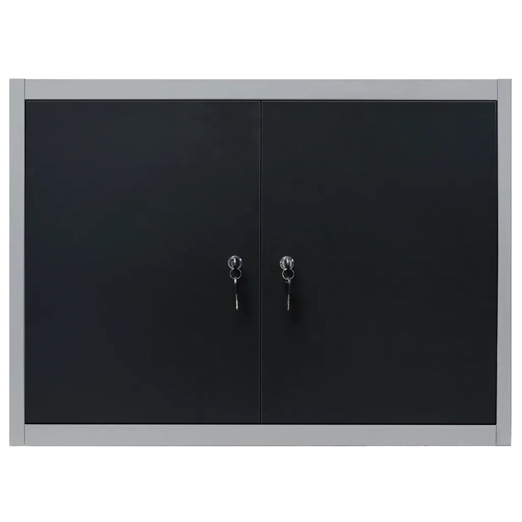 Armadio a Parete Stile Industriale in Metallo Grigio Nero 145365