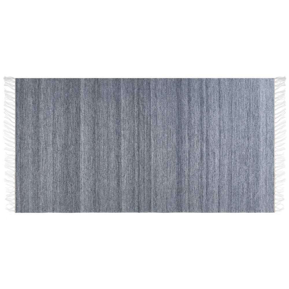 Tappeto in PET riciclato colore grigio con frange 80 x 150 cm interno esterno