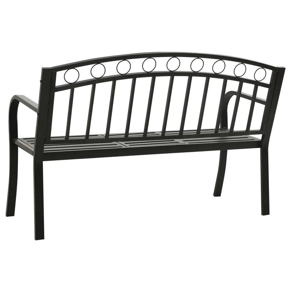 Panca da Giardino con Tavolino Nero 120 cm Acciaio