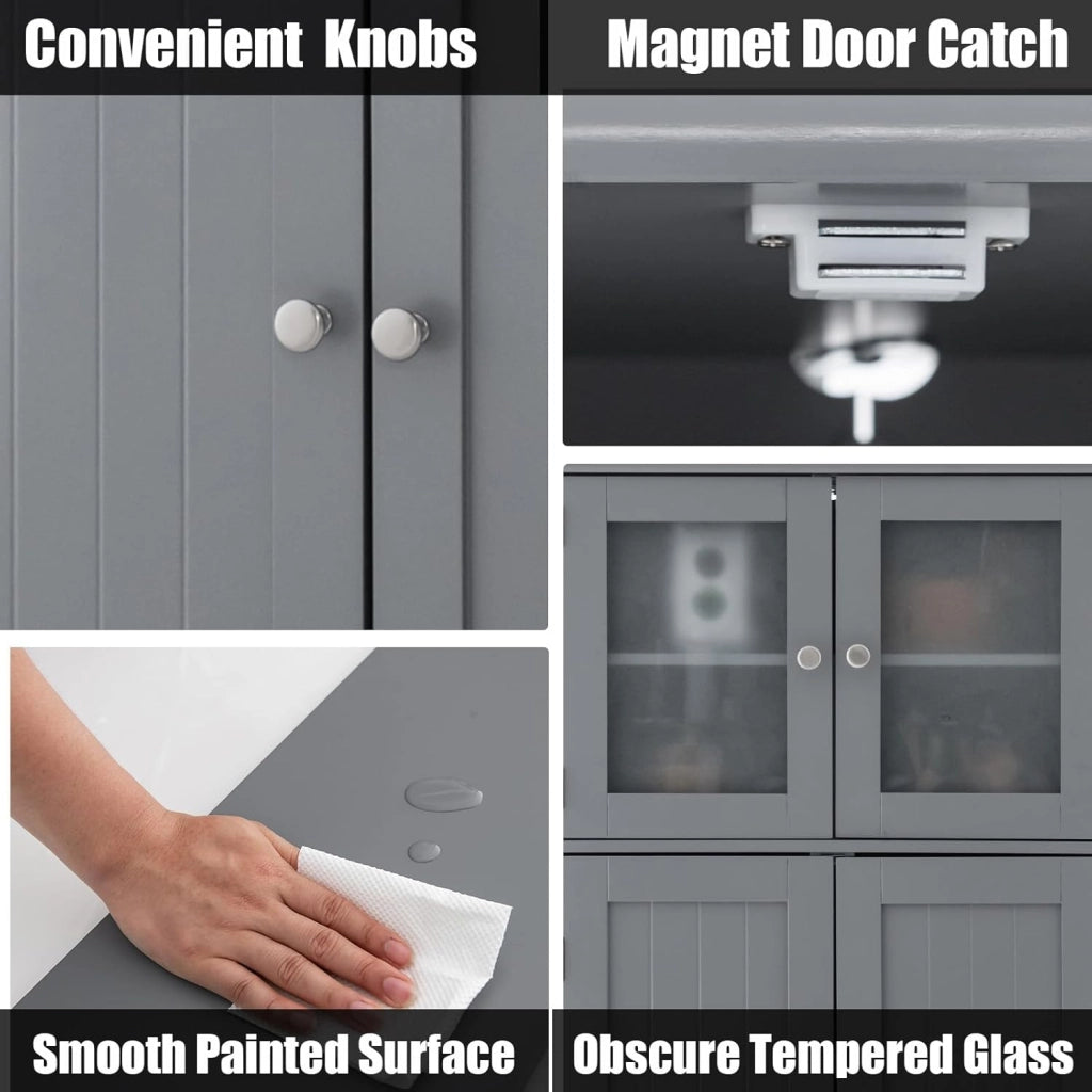 Colonna da bagno con 2 armadio a porta, mobile da bagno con 1 ripiano regolabile, armadio per soggiorno, WC, camera da letto, cucina, 60 x 30 x 109 cm (grigio)