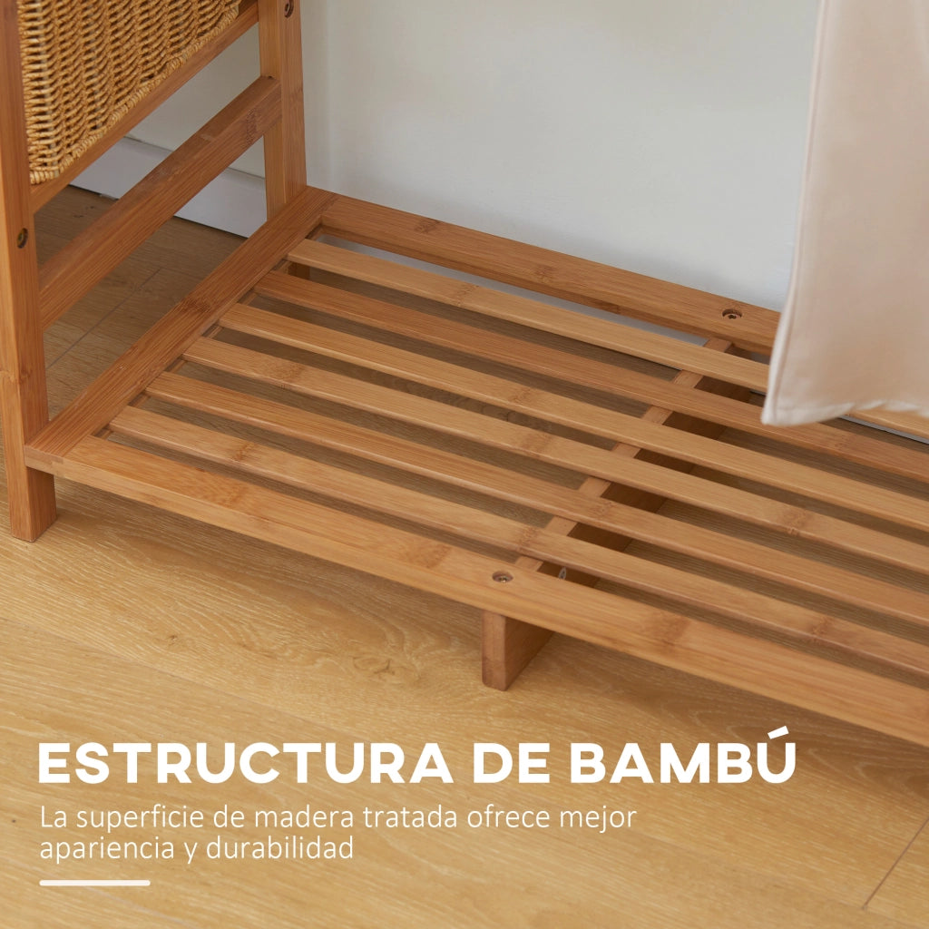 Appendiabiti in Bamb¨´ con Ripiani e Ganci ¨C Zephmum ¨C 90x30x145 cm