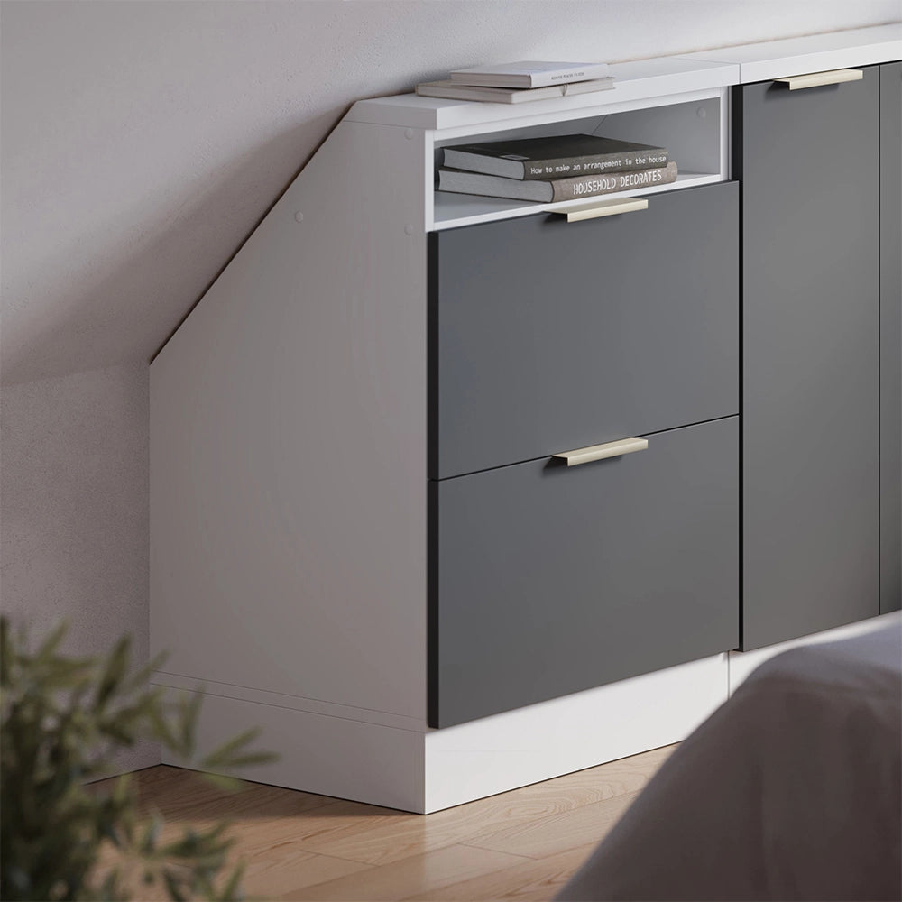 Mobile sottotetto Rion Antracite-oro/Bianco 60 x 83.8 cm con 2 cassetti Vicco