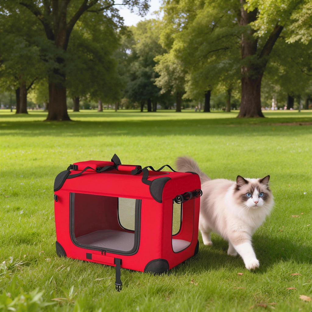 Trasportino per Cani Pieghevole con Cuscino ¨C zephmum ¨C Rosso 60x41.5x41 cm