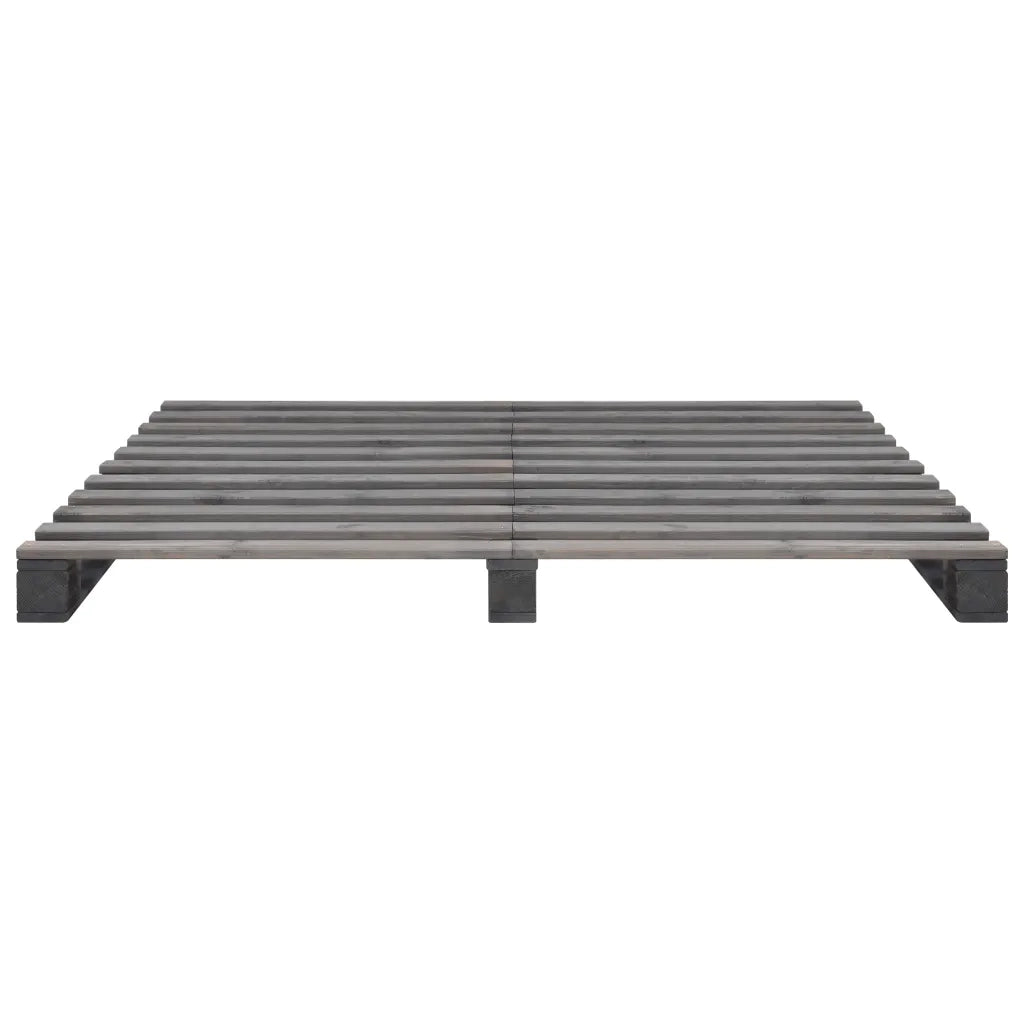 Giroletto in Pallet-Struttura Letto Grigio Legno Massello di Pino 180x200 cm