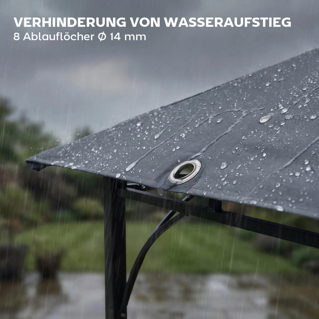 Gazebo Giardino 3,2x3,2 m ¨C zephmum ¨C Doppia Copertura Esterni Scuro
