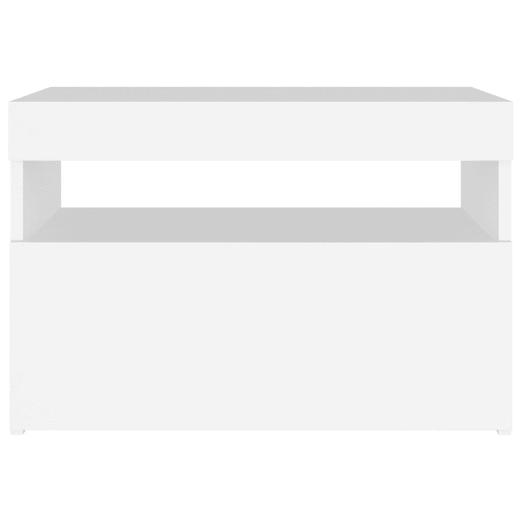 Comodino e Luci LED Bianco 60x35x40 cm in Legno Multistrato cod mxl 31177