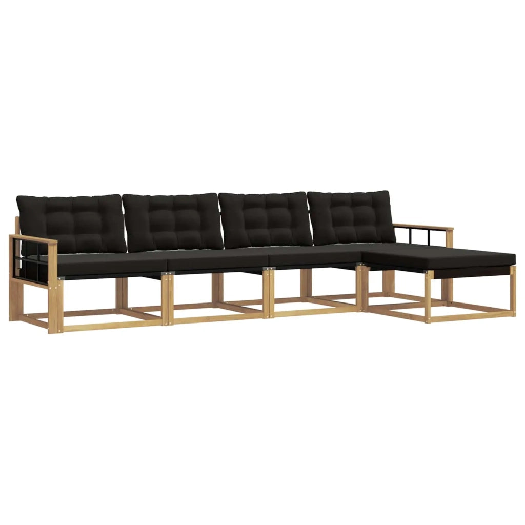 Set di divani da esterno 5 pz Bianco e Nero 3388594