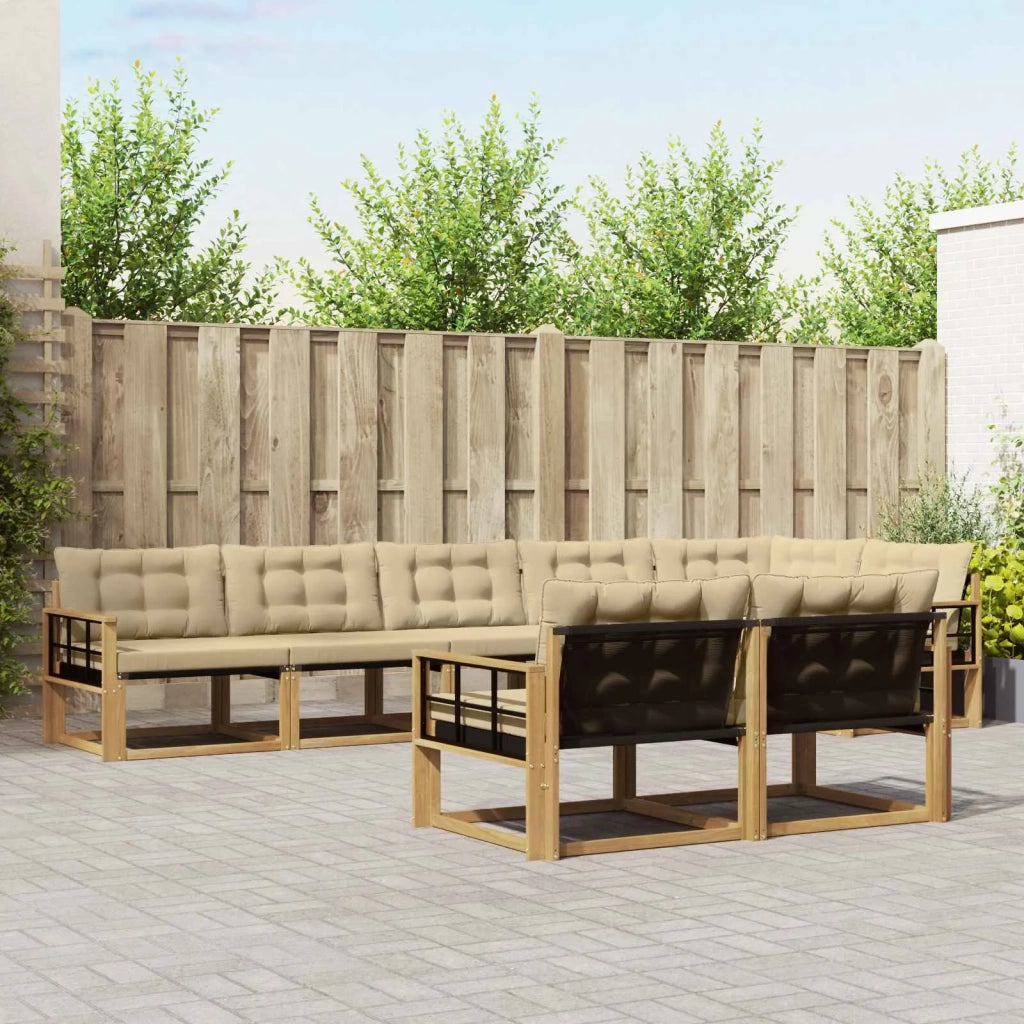 Set di divani da esterno con cuscino 8 pcs Bianco e Beige