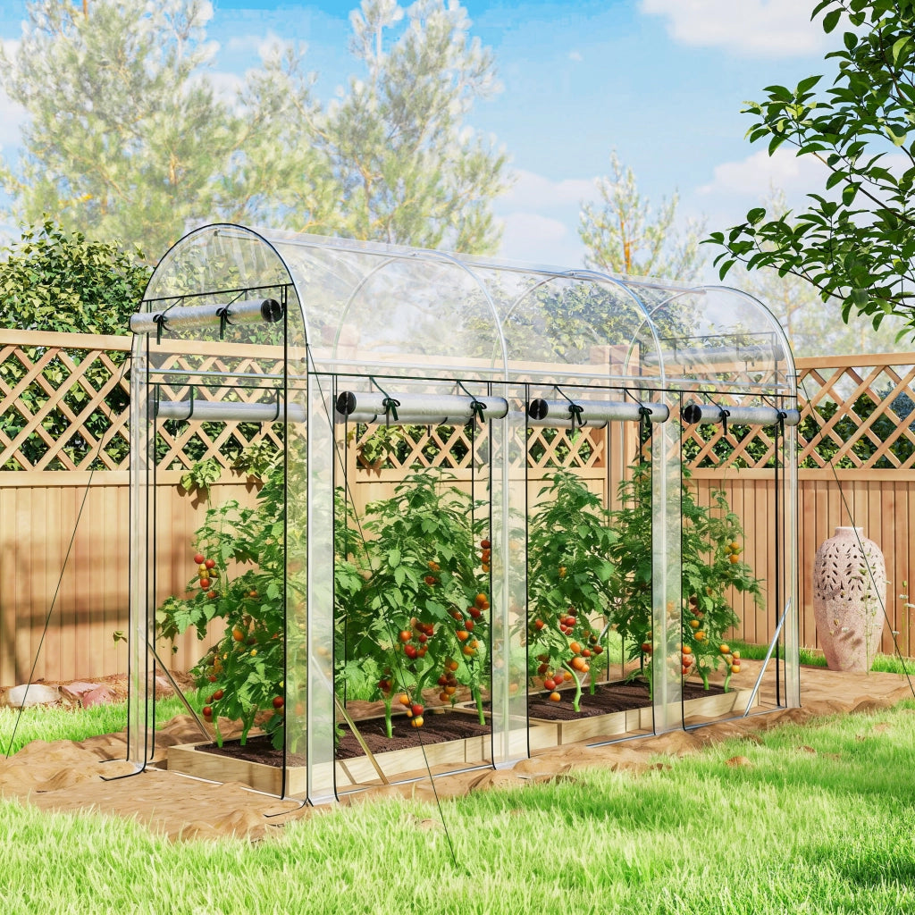 Serra Tunnel da Giardino ¨C Xylo ¨C Acciaio Galvanizzato, 8 Porte, 295x100x197cm