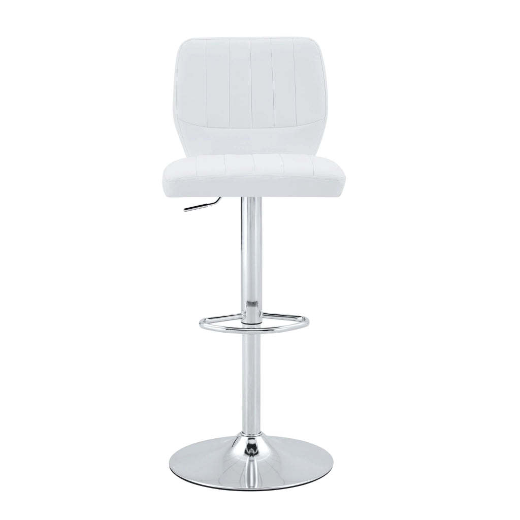 SGABELLO BAR Girevole Regolabile 62-83 cm PU Bianco Cromo