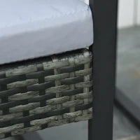 Set da Giardino in Rattan 3 pezzi, 2 Poltrone con Cuscino e Tavolino, Grigio