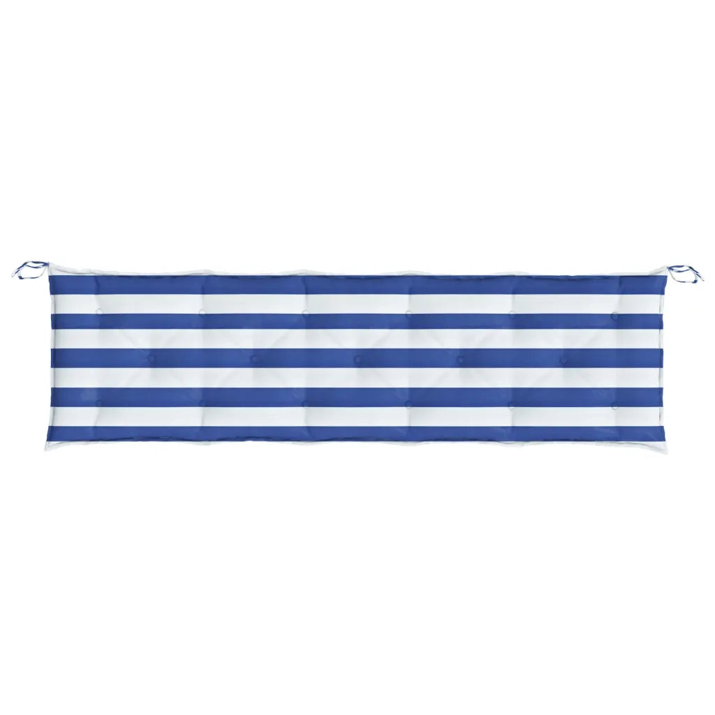 Cuscino per Panca Bianco e Blu 180x50x7 cm in Tessuto Oxford 361633