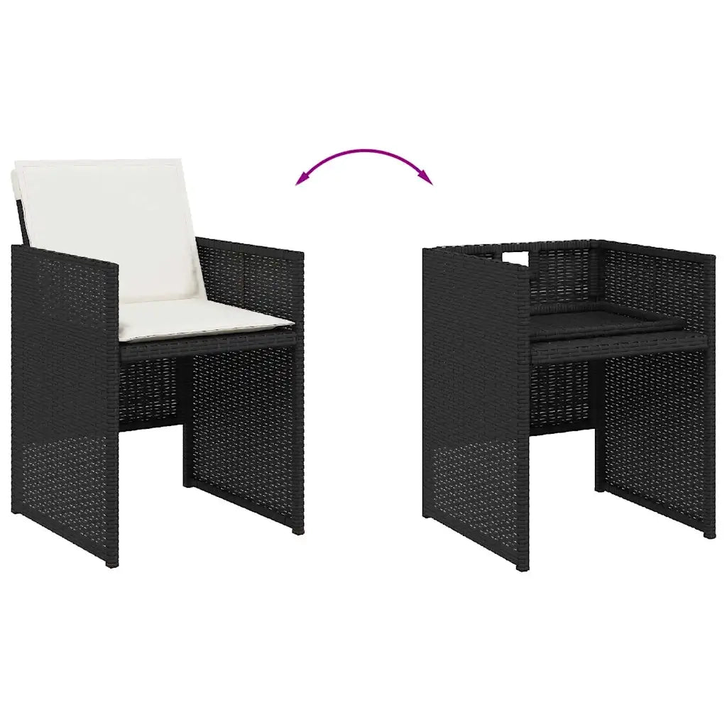 Set da Pranzo da Giardino 17 pz con Cuscini Nero in Polyrattan 3277829