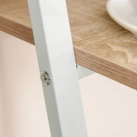 Scrivania Moderna per Camera e Ufficio a 2 Livelli, Arredamento in Legno e Metallo, 84x45x85cm, Bianco e Rovere