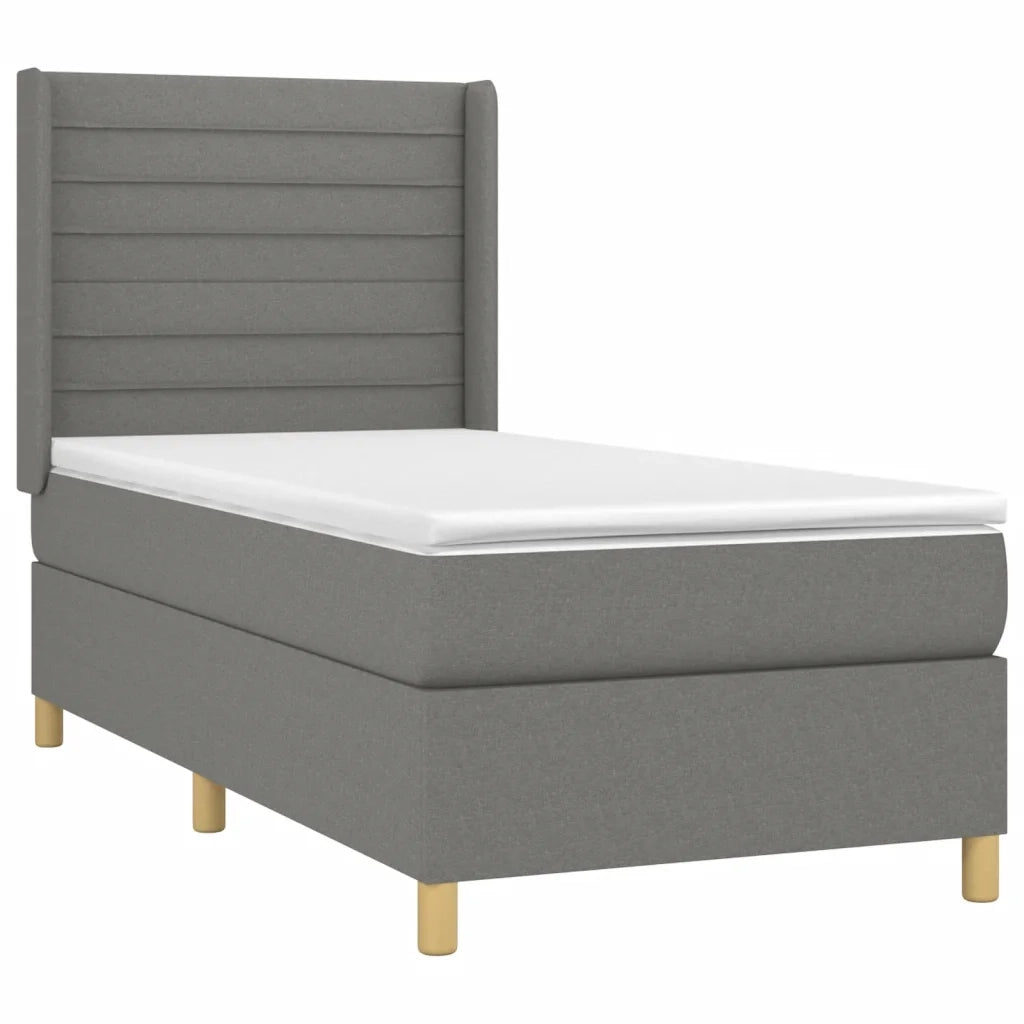 Letto a Molle Materasso e LED Grigio Scuro 90x200 cm in Tessuto cod mxl 76432