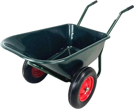 Carrello da Giardino 2 Ruote - Capacità 100L - Metallo e Plastica - Peso Massimo di Carico 160 kg - Manubrio Ergonomico
