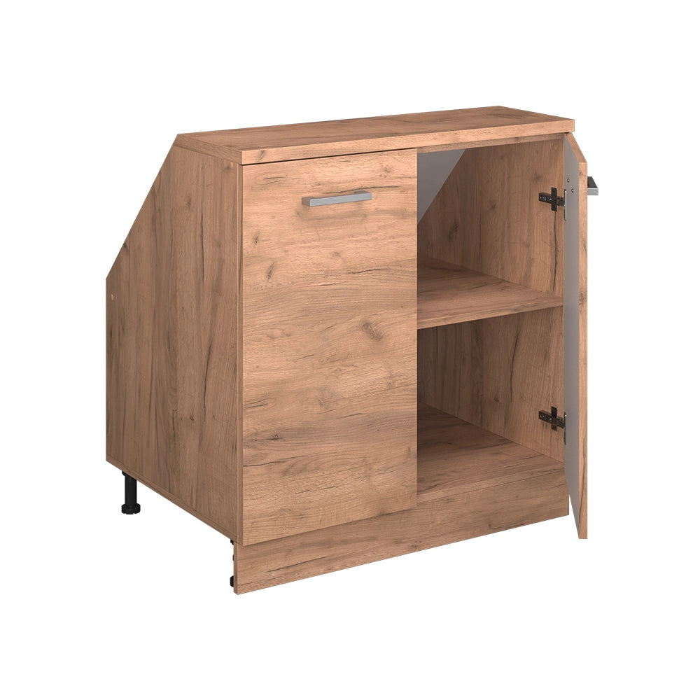 Mobile cucina sottotetto R-Line Rovere dorato/Rovere dorato 80 cm con 2 porte, carcassa 60 cm profondità Vicco
