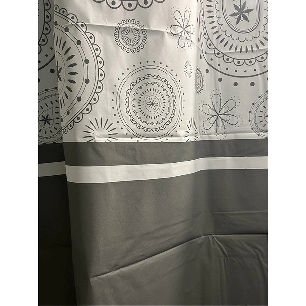 Trade Shop - Tenda Doccia Vasca Bagno 12 Anelli 240x200cm Motivo Paisley Etnico Grigio 87582 -