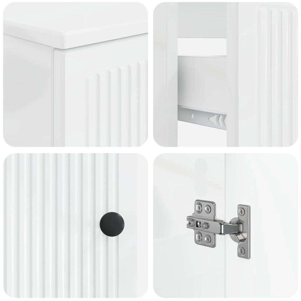 Set di Armadi da Bagno da 2 Pezzi EDE Bianco Lucido 3417499