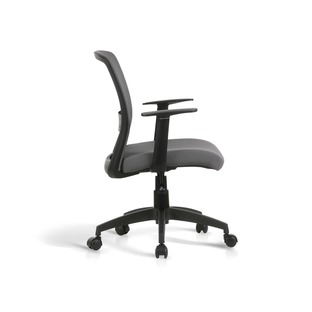 Sedia studio Hispanohogar regolabile in altezza tessuto grigio 94x61x59