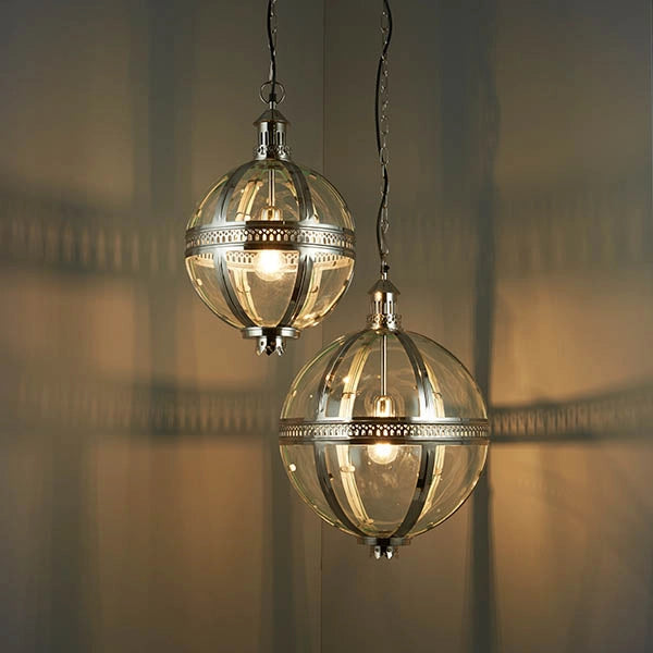Lampada a sospensione VIENNA Endon nichel ottone vetro E27