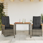 Set da BistrÃ² 3 pz con Cuscini Grigio in Polyrattan