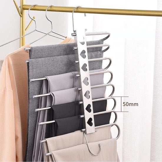 Hangers per pantaloni spaziali pieghevoli - Beugelli antiscivolo multifunzionali per pantaloni e sciarpe, set da 2