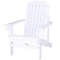 Sedia da Giardino Adirondack in Legno Bianco, Con Porta Bicchieri, Impermeabile e Anti-Muffa, 97x72.5x93cm